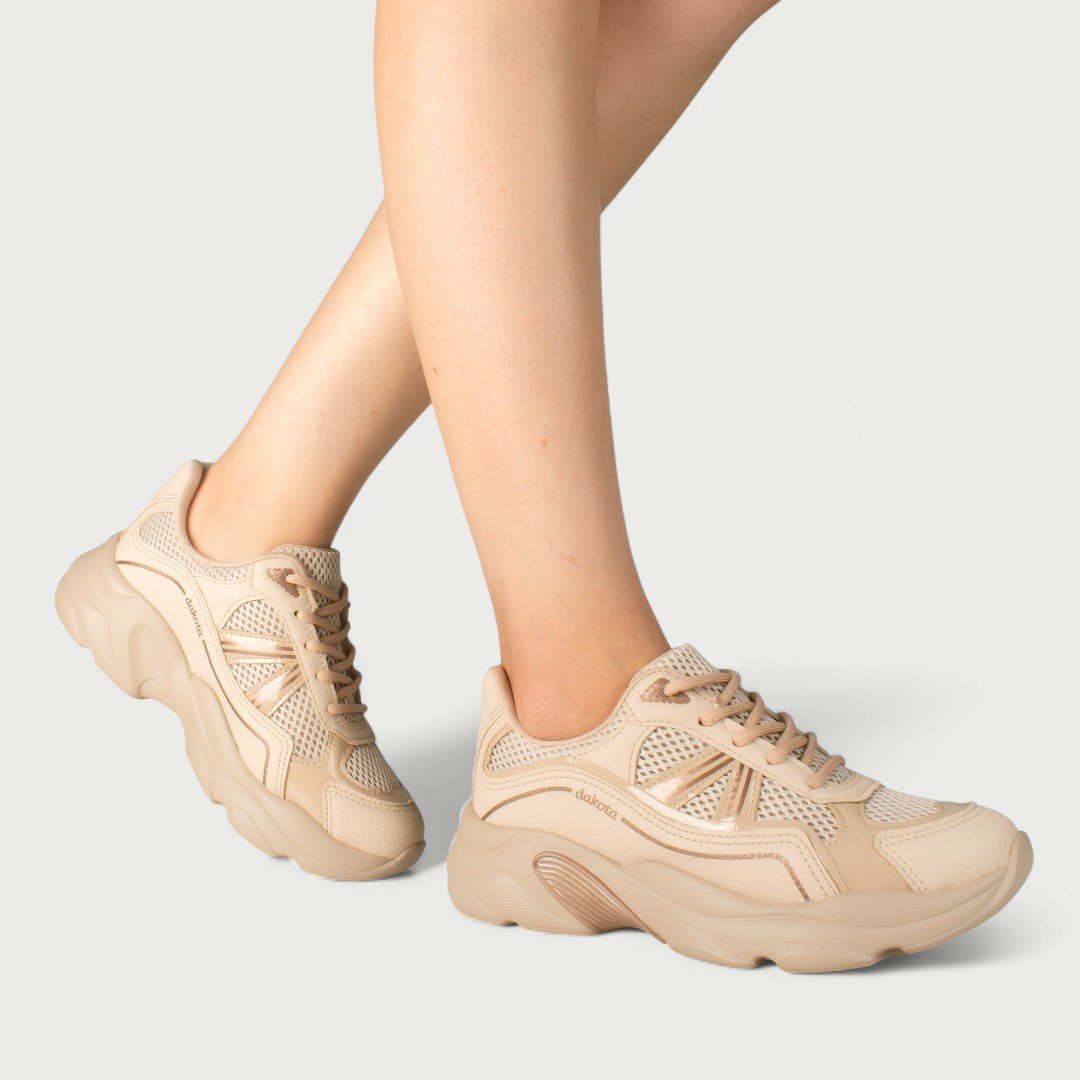 Tênis Chunky Dakota Casual Feminino Nude Tule 3