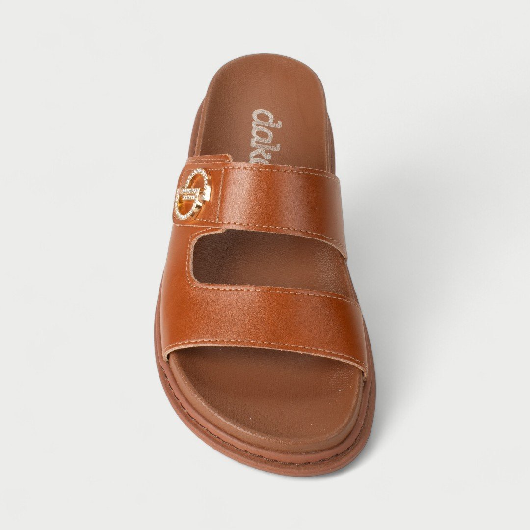 Chinelo Papete Dakota Com Detalhe Em Strass Caramelo Caramelo 6