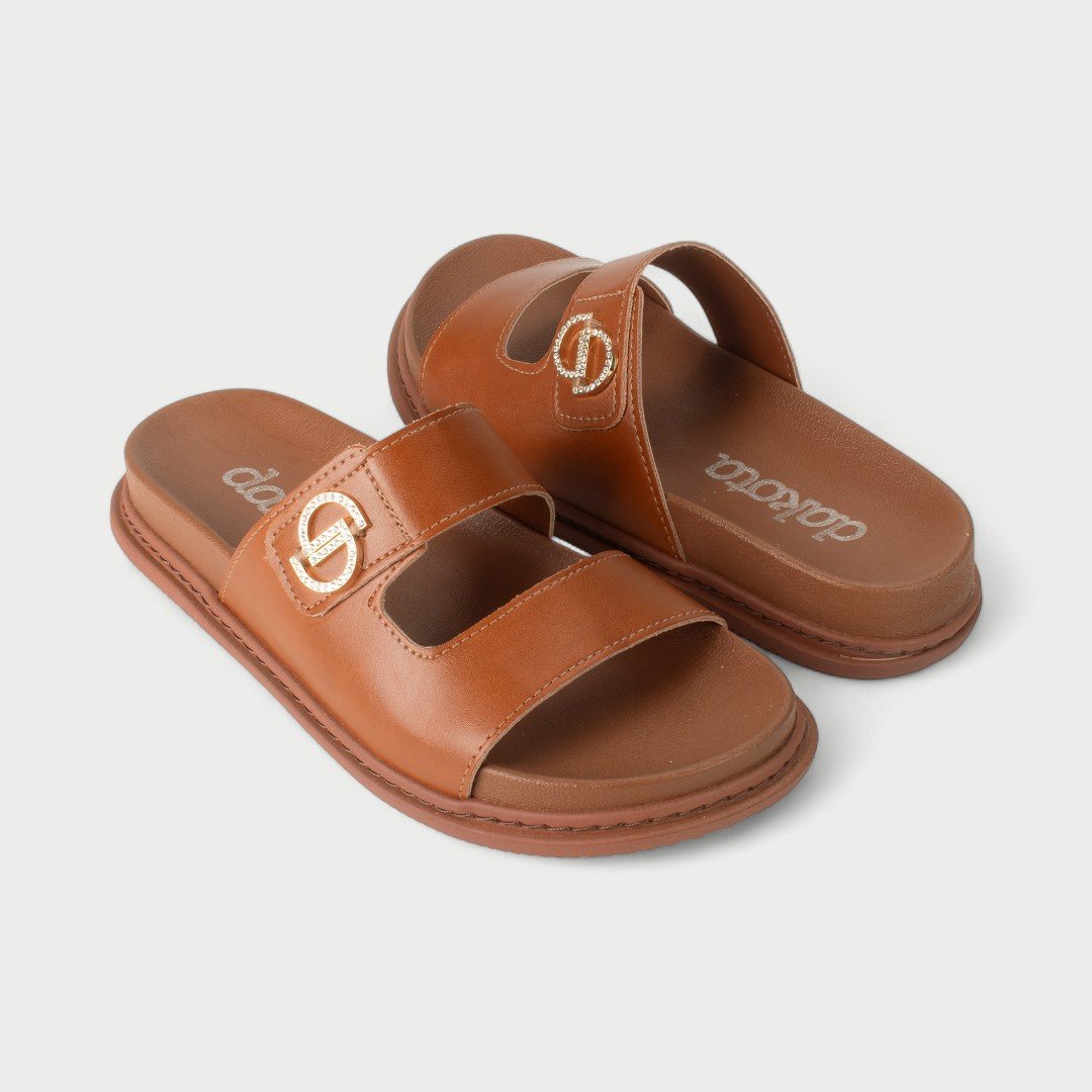 Chinelo Papete Dakota Com Detalhe Em Strass Caramelo Caramelo 7