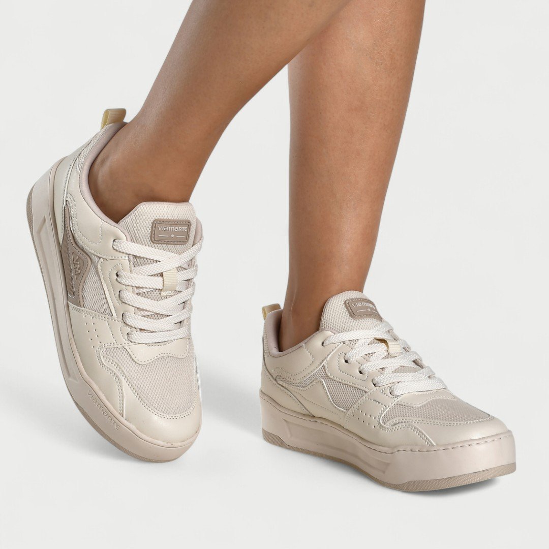 Tênis Via Marte Casual Feminino Marfim Marfim/Saara 3