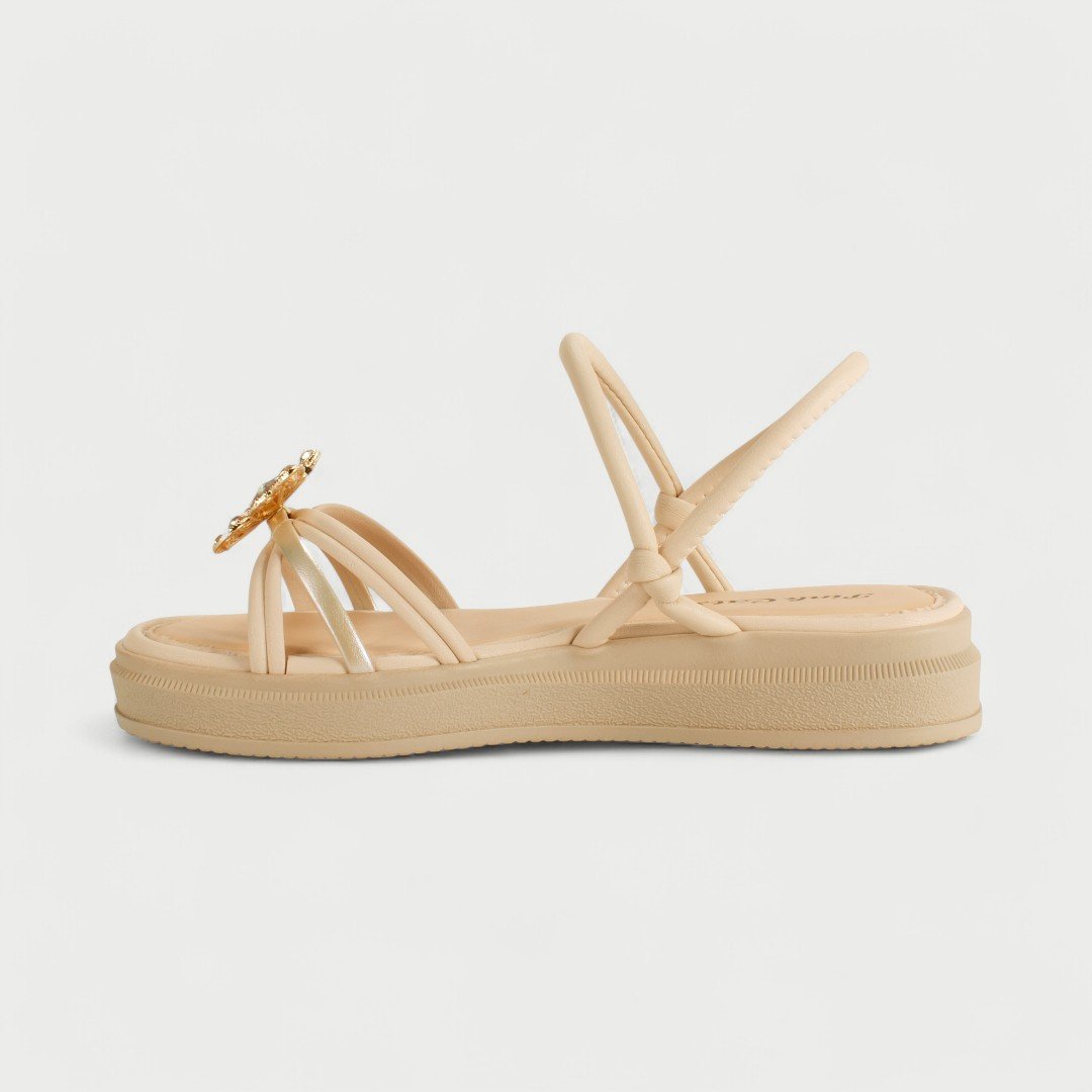 Sandália Flatform Pink Cats Infantil Com Borboleta Metal Bege Tule 4