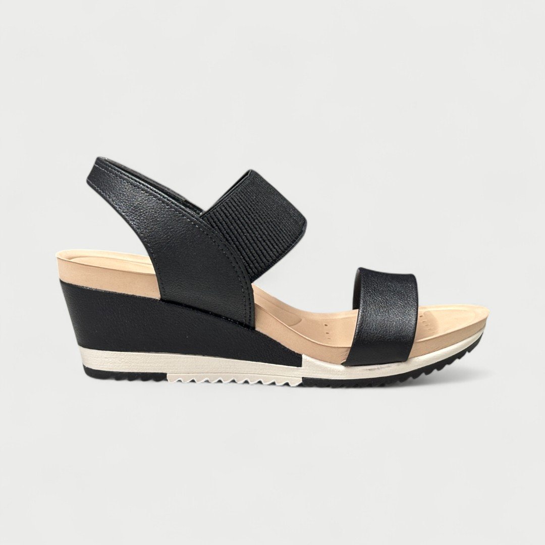 Sandália Anabela Modare Conforto Calce Fácil Preta