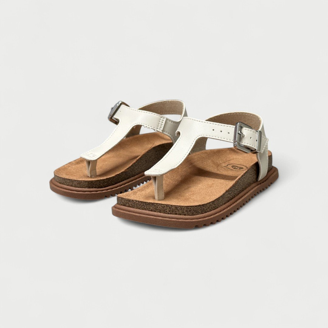 Sandália Papete Rasteira Infantil Molekinha De Dedo Off White Branco Off 3