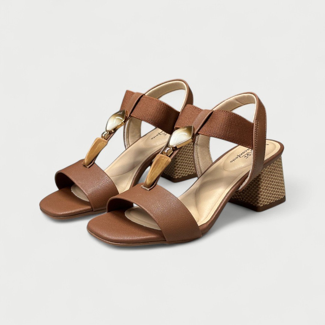 Sandália Modare Salto Bloco Linha Conforto Marrom Avelã 3