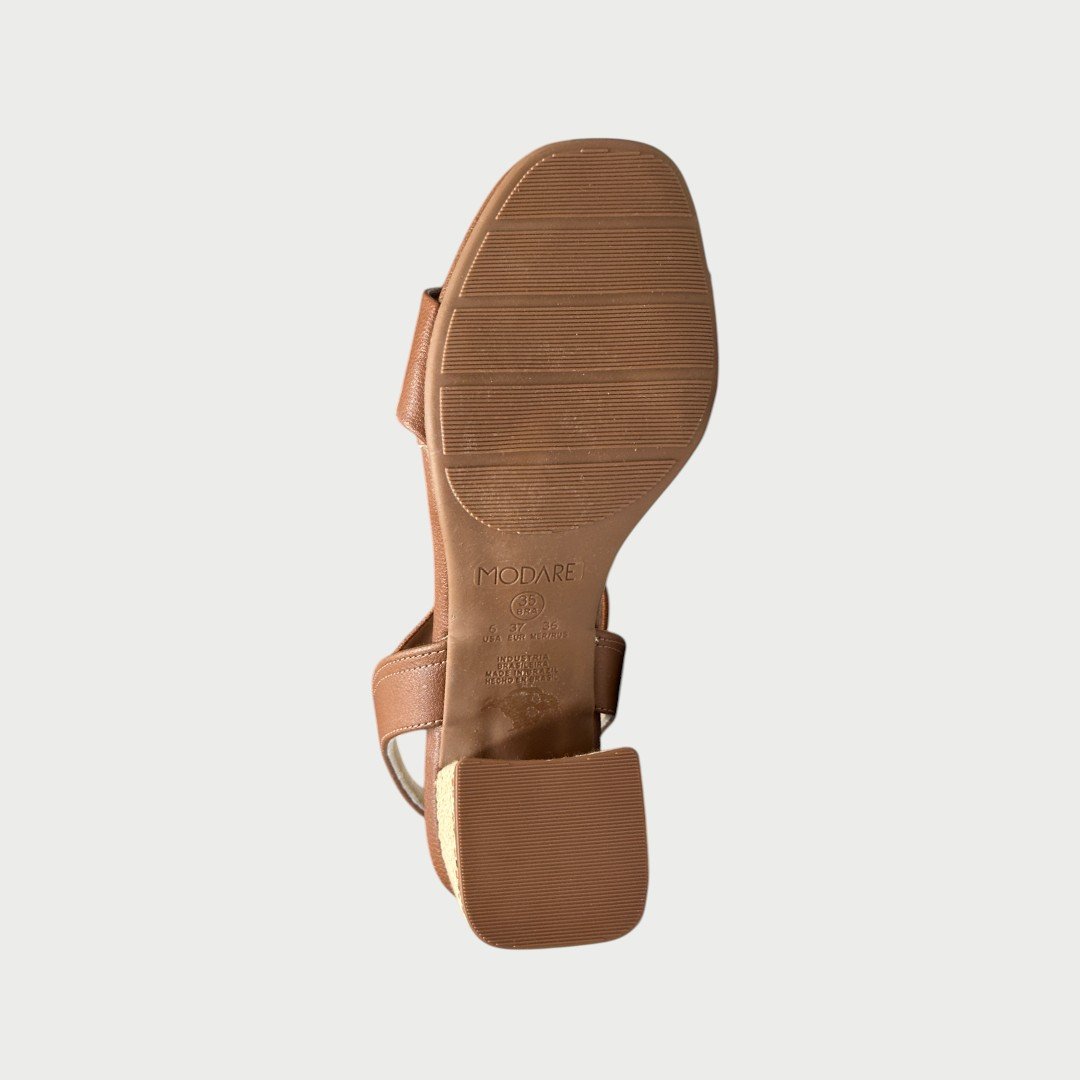 Sandália Modare Salto Bloco Linha Conforto Marrom Avelã 5