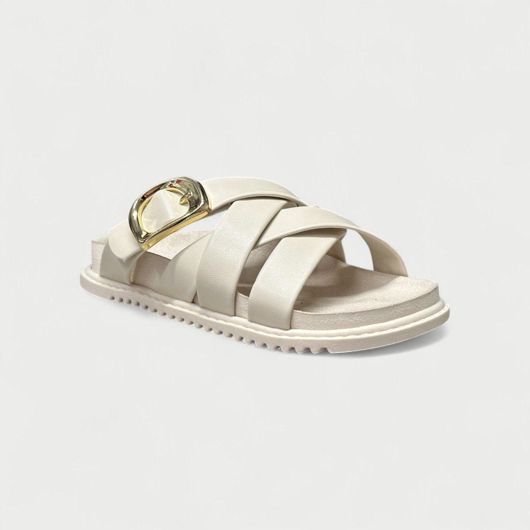 Chinelo Papete Infantil Molekinha Slide Com Fivela Off White Branco Off 2