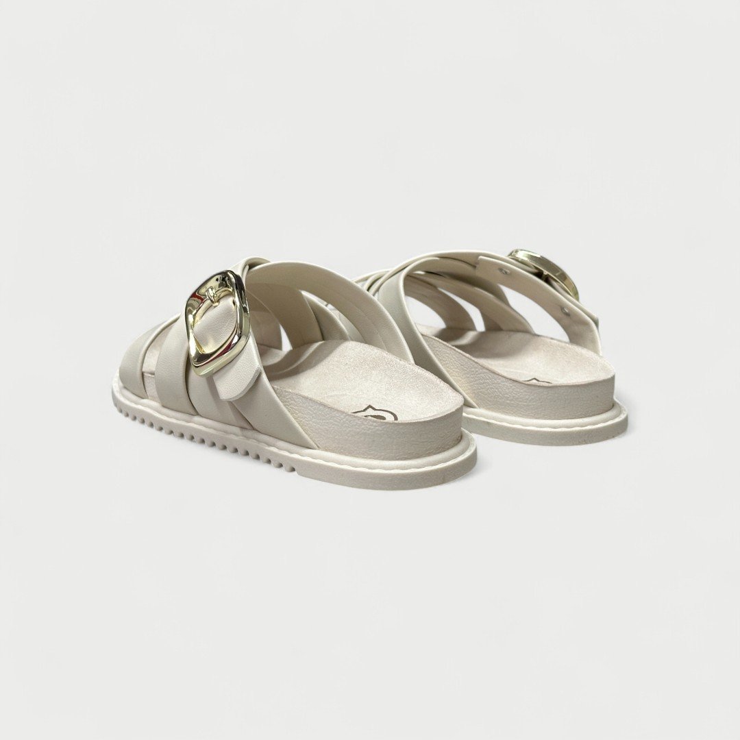 Chinelo Papete Infantil Molekinha Slide Com Fivela Off White Branco Off 3