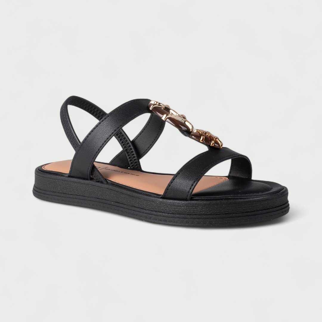 Sandália Papete Dakota Flat Com Pedras Preta Preto 2