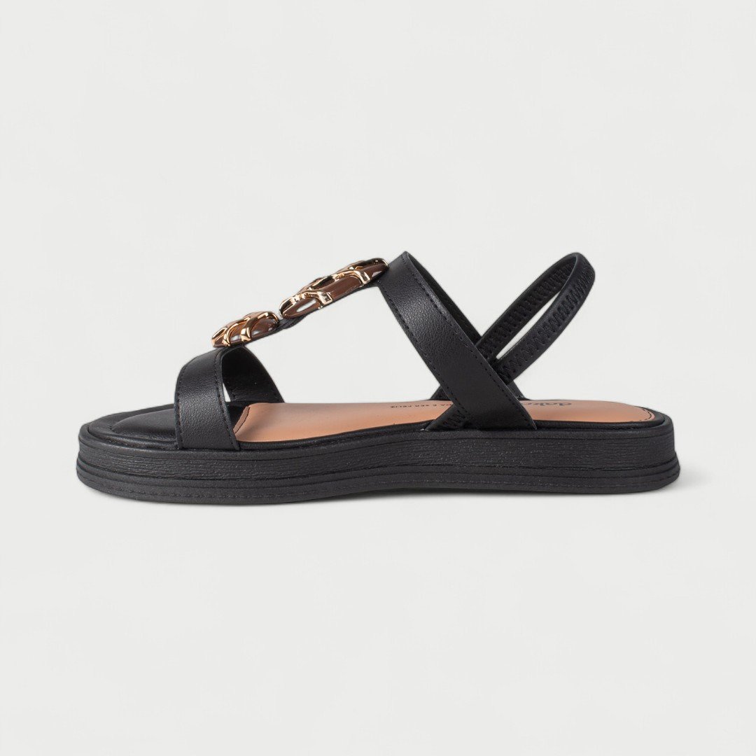 Sandália Papete Dakota Flat Com Pedras Preta Preto 5