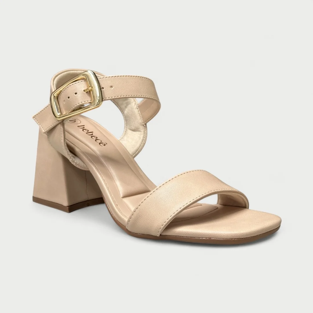 Sandália Bebecê Salto Bloco Médio Nude Nude 2