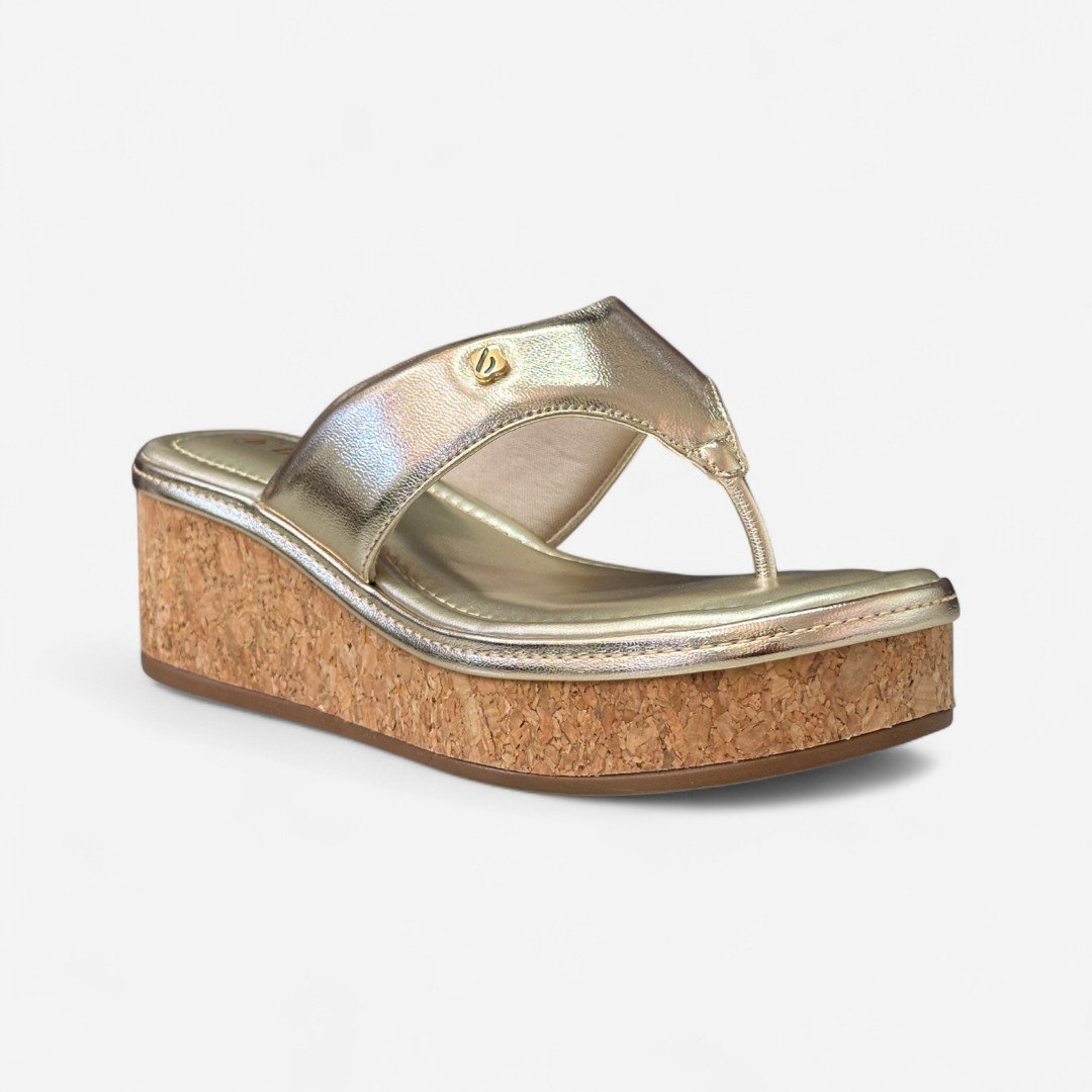 Tamanco Plataforma Bebecê de Dedo Dourado Dourado 2