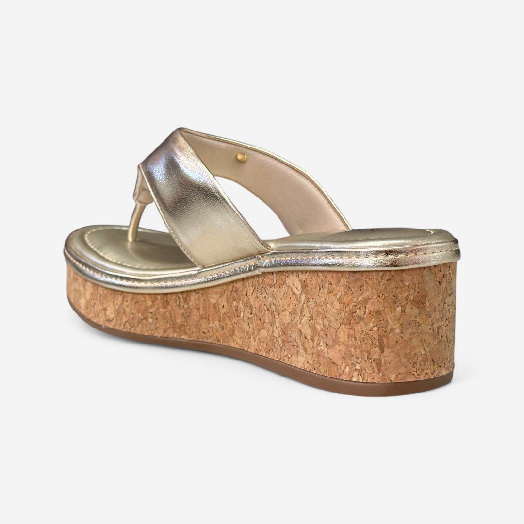 Tamanco Plataforma Bebecê de Dedo Dourado Dourado 4