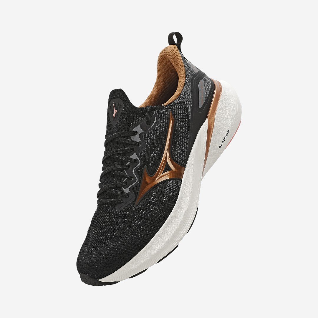 Tênis De Corrida Mizuno Glow 3 Feminino Preto Preto/Bronze 2