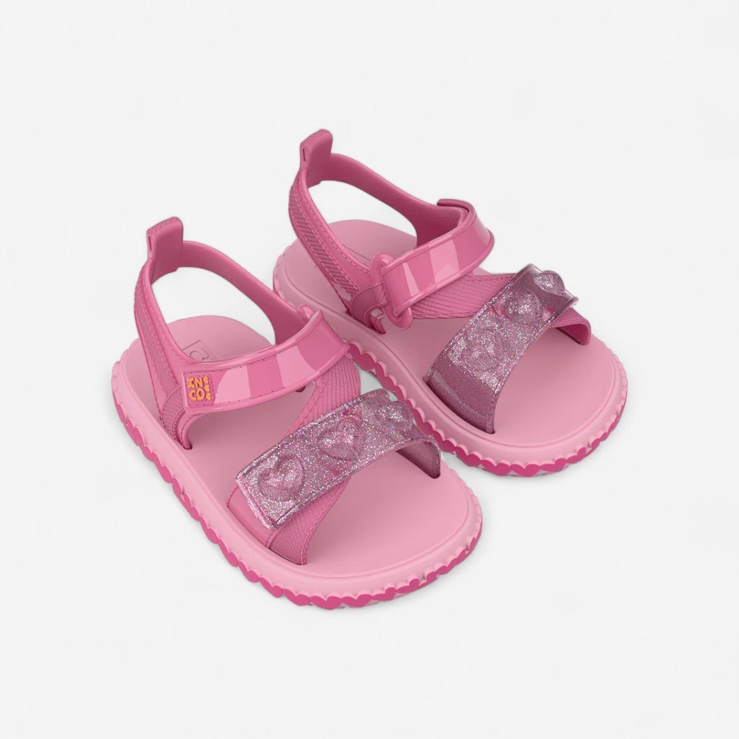 Sandália De Bebê Zaxynina Fashionista Rosa Escuro Rosa Escuro/Glitter 2