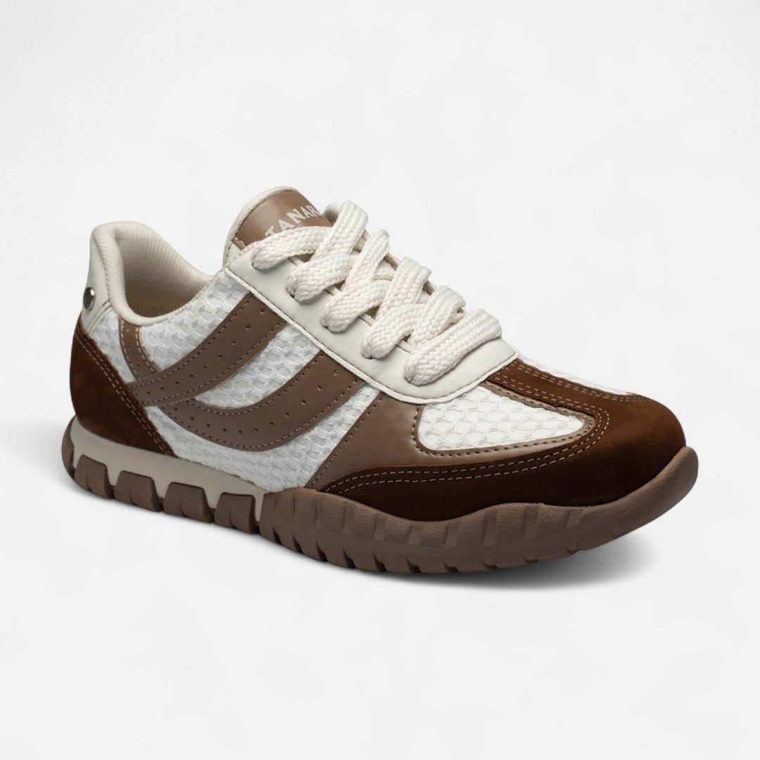 Tênis Feminino Tanara Casual Retrô Branco/Marrom Café/Branco 2