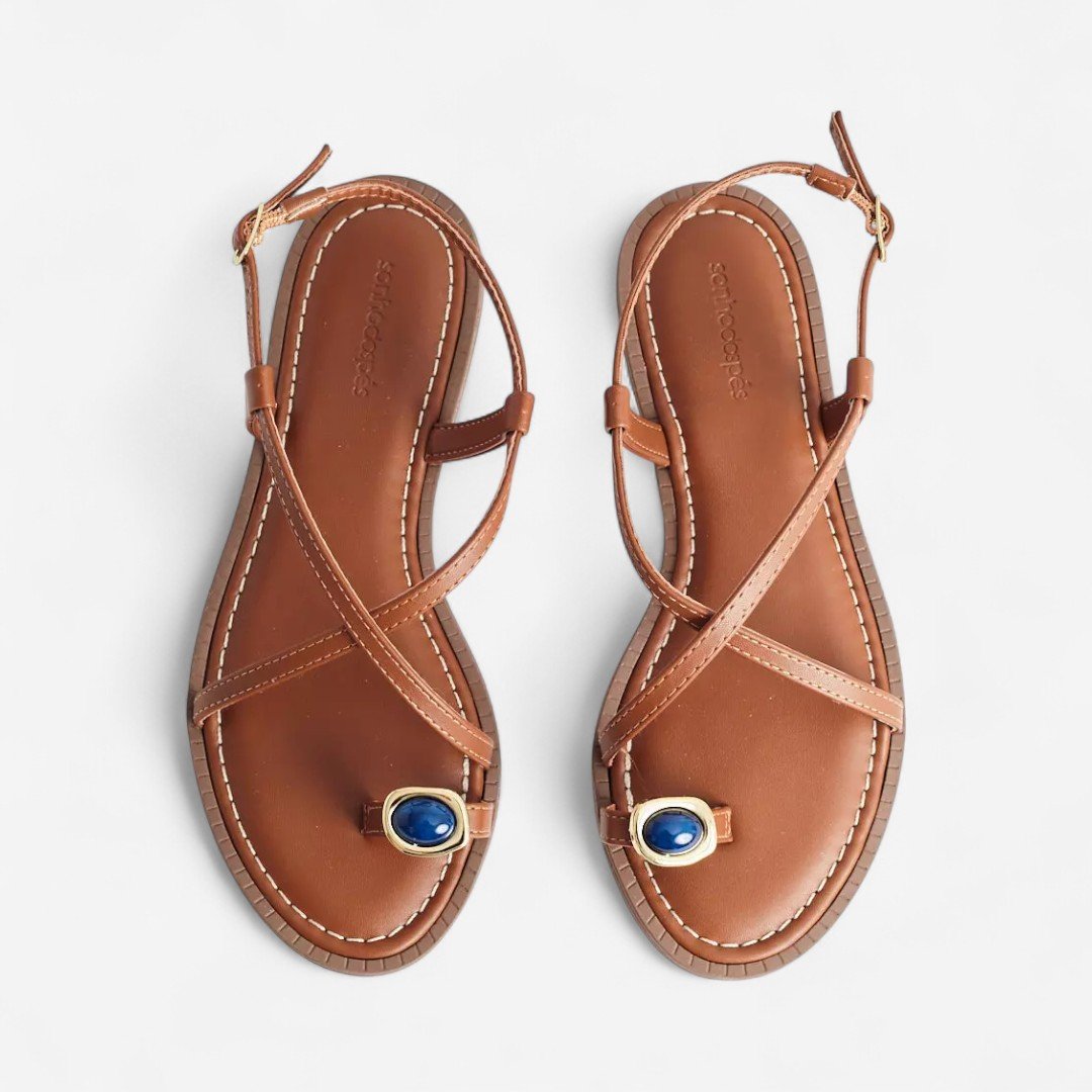 Sandália Rasteira Sonho Dos Pés De Dedo Marrom Marrom 2