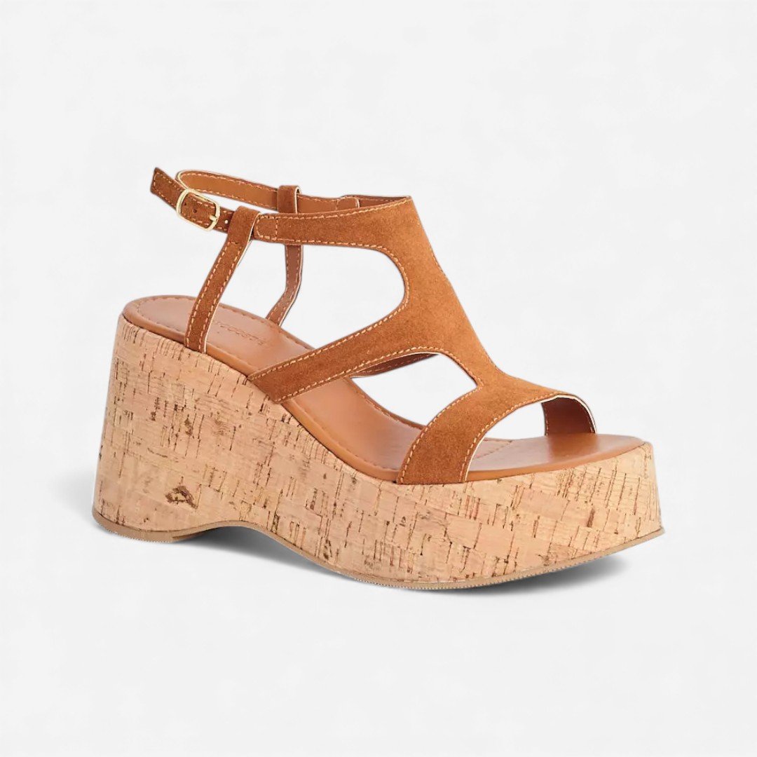 Sandália Plataforma Sonho Dos Pés Camurça Camel Camel 2