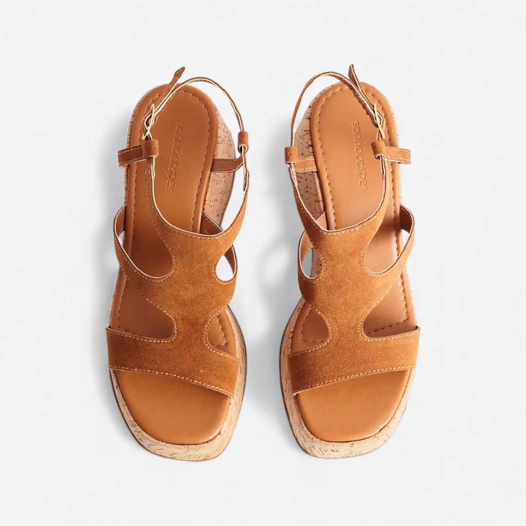 Sandália Plataforma Sonho Dos Pés Camurça Camel Camel 3