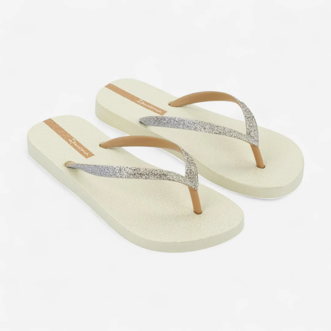 Chinelo De Dedo Power Glitter Ipanema Bege