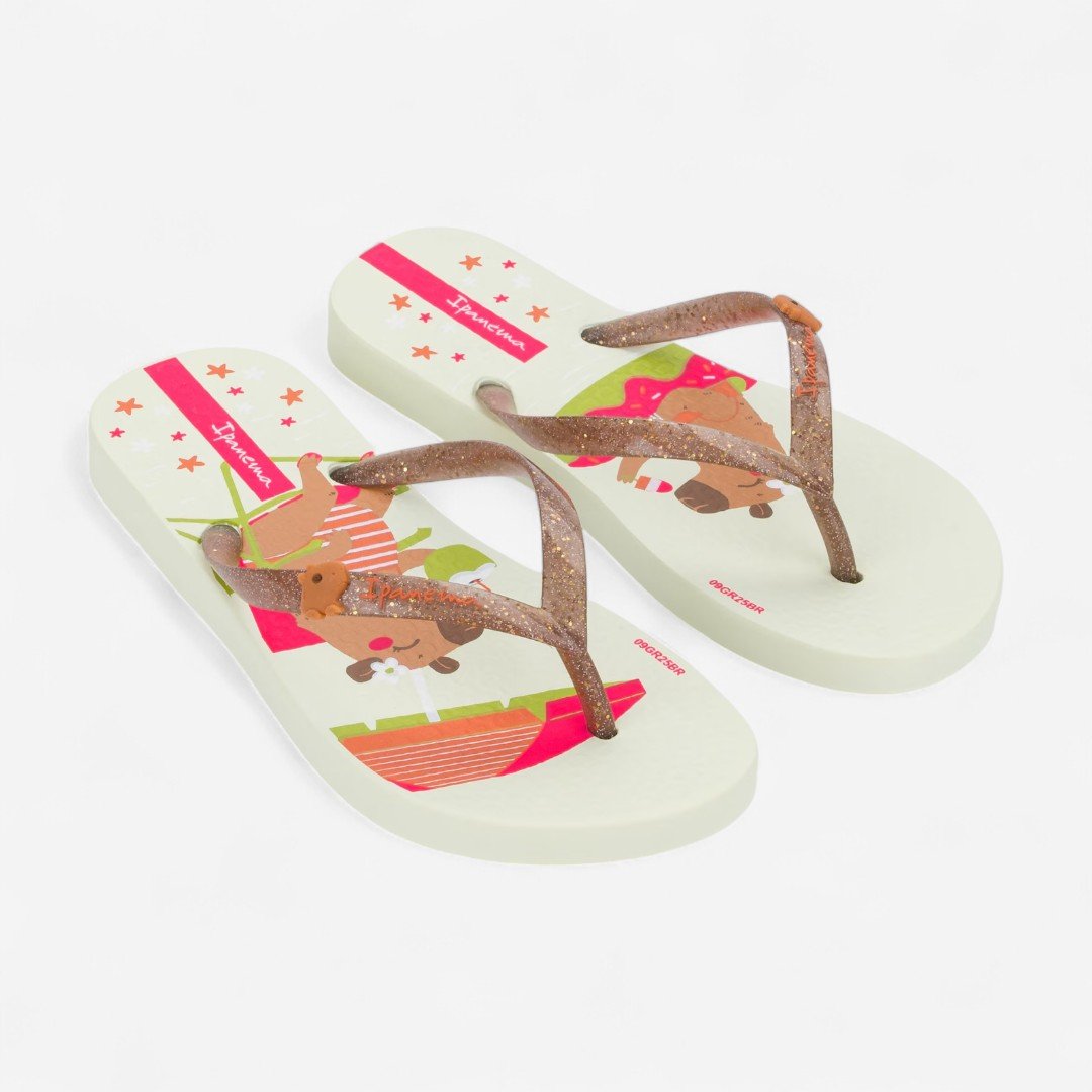 Chinelo Ipanema Hype Infantil Capivaras Bege