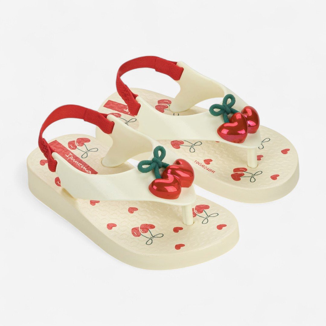 Chinelo De Dedo De Bebê Belle Cerejinha Ipanema Bege