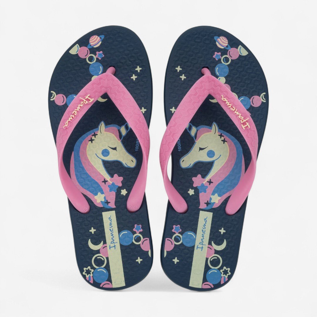 Chinelo Ipanema Fantasia Infantil Unicórnio Azul Azul/Rosa 2