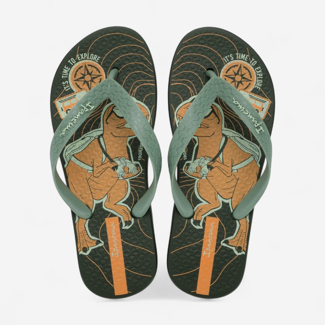 Chinelo Ipanema Fantasia Infantil Dinossauro Verde Verde/Laranja 2
