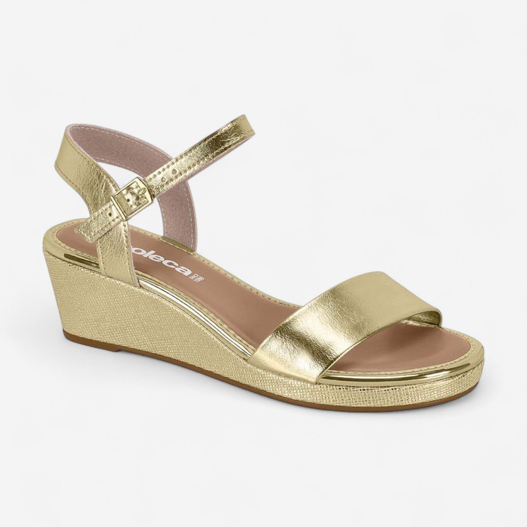 Sandália Anabela Moleca Metalizada Dourado