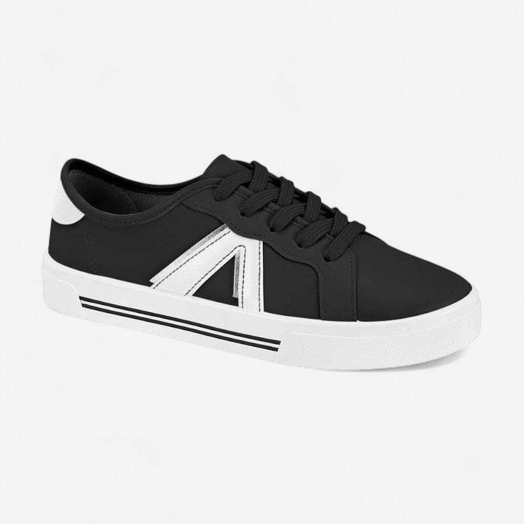 Tênis Moleca Casual Feminino Preto Preto/Branco 2