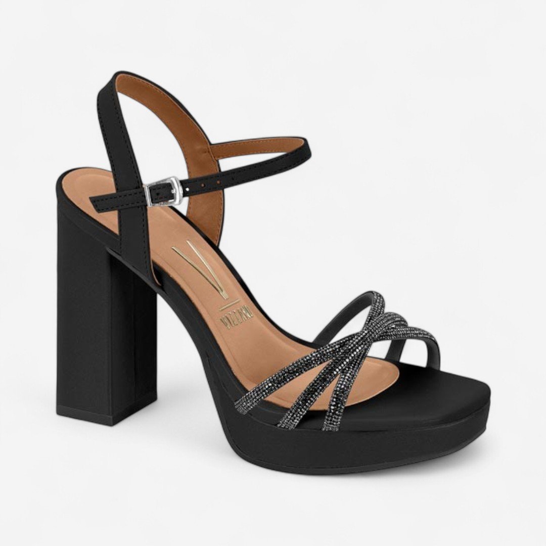 Sandália Vizzano Salto Alto Preta Preto 2