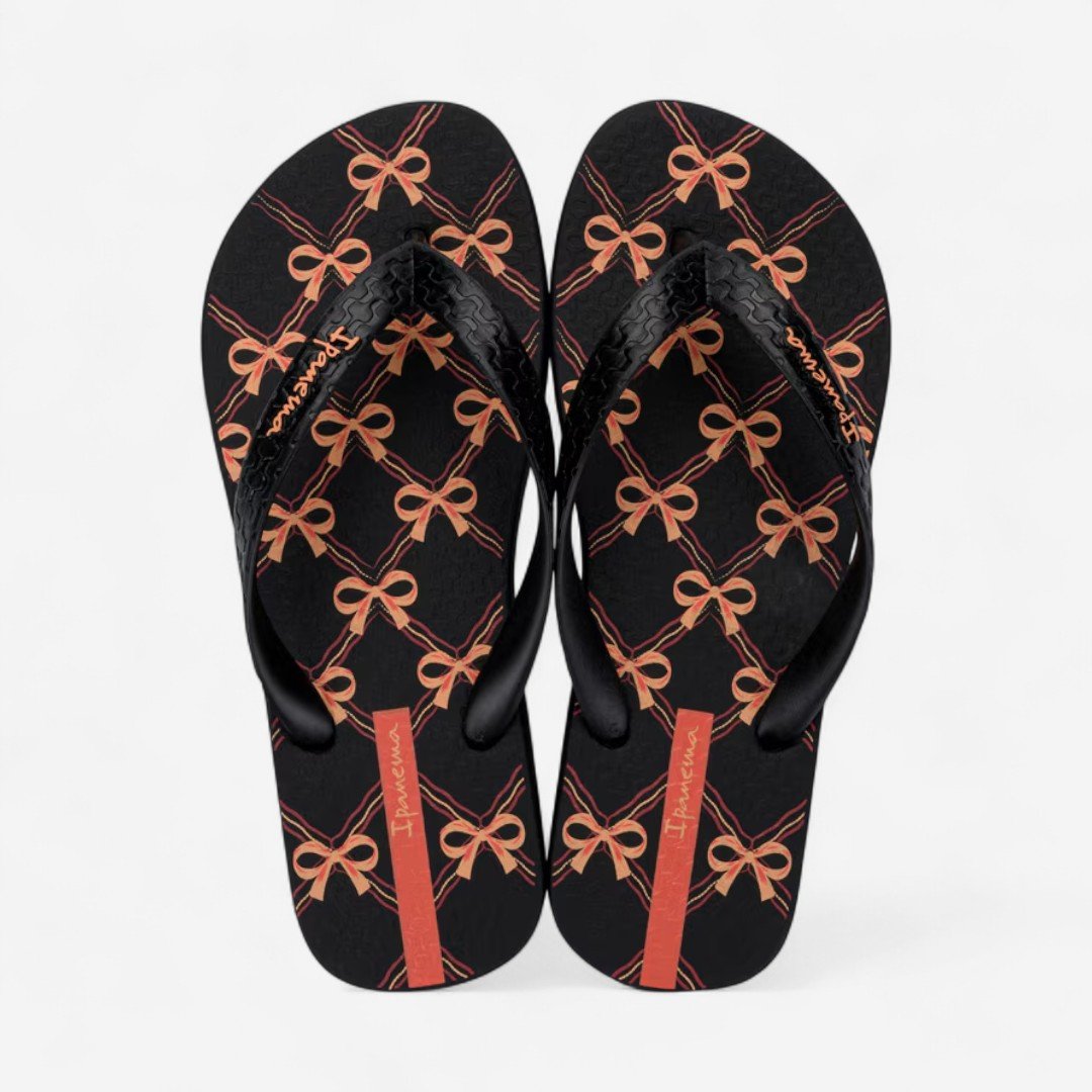 Chinelo Ipanema Happy Preto Preto/Laranja 2