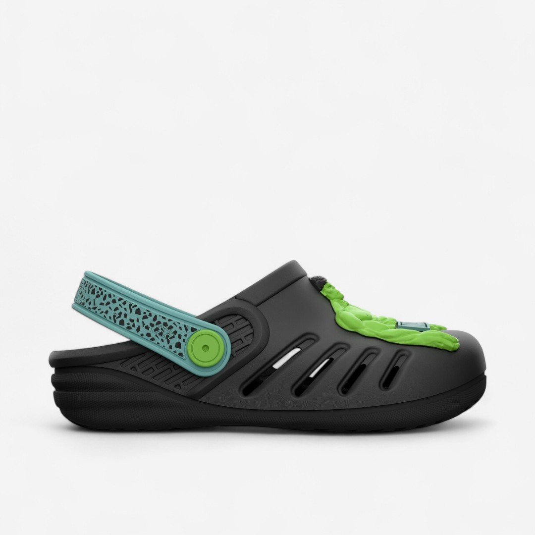 Babuche Marvel Ready Hulk Grendene Kids Infantil Preto Preto 3
