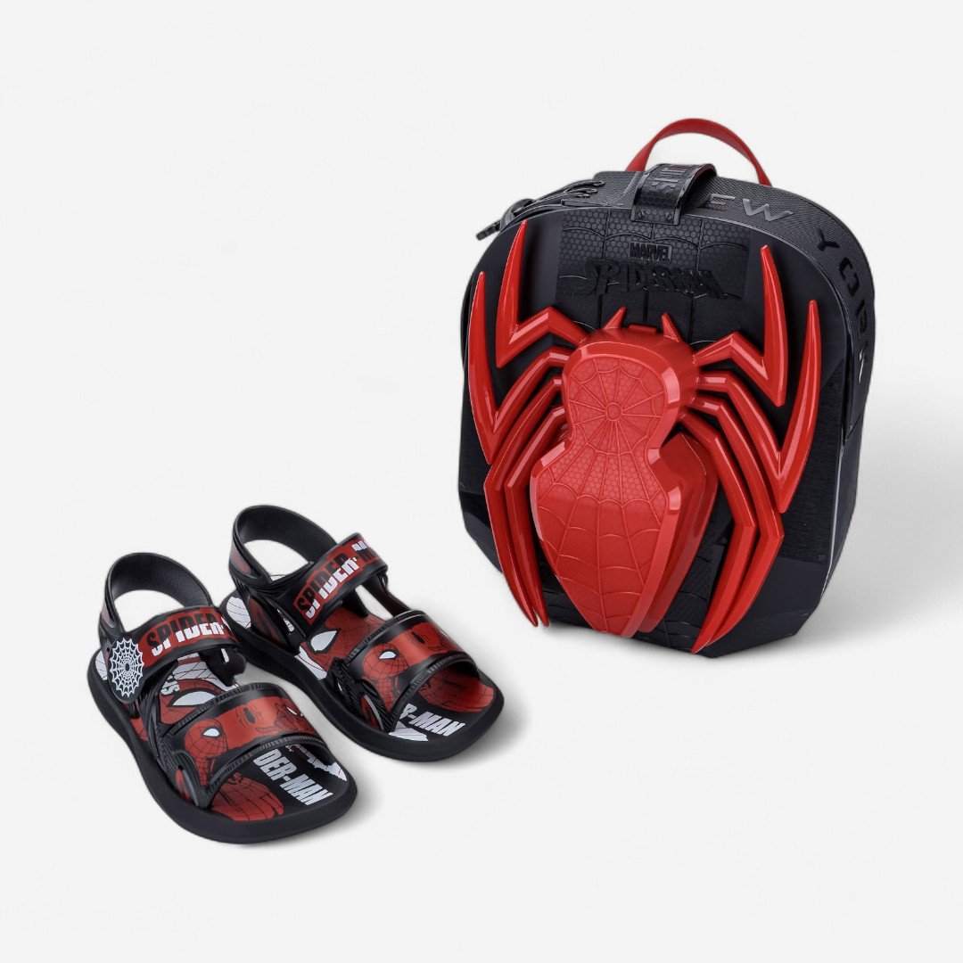 Sandália Infantil Preta Homem Aranha Adventure Bag Grendene Kids