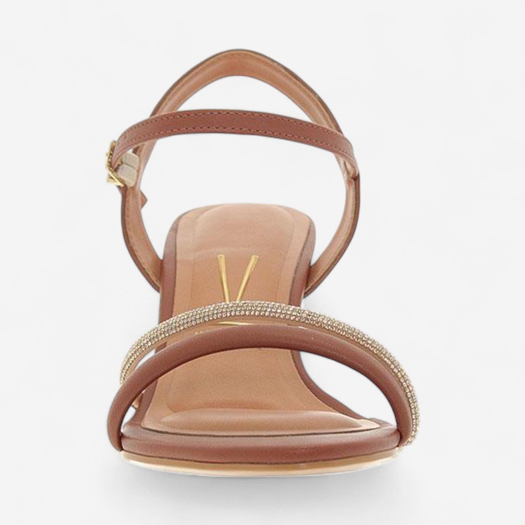 Sandália Vizzano Salto Bloco Com Strass Marrom Marrom 8