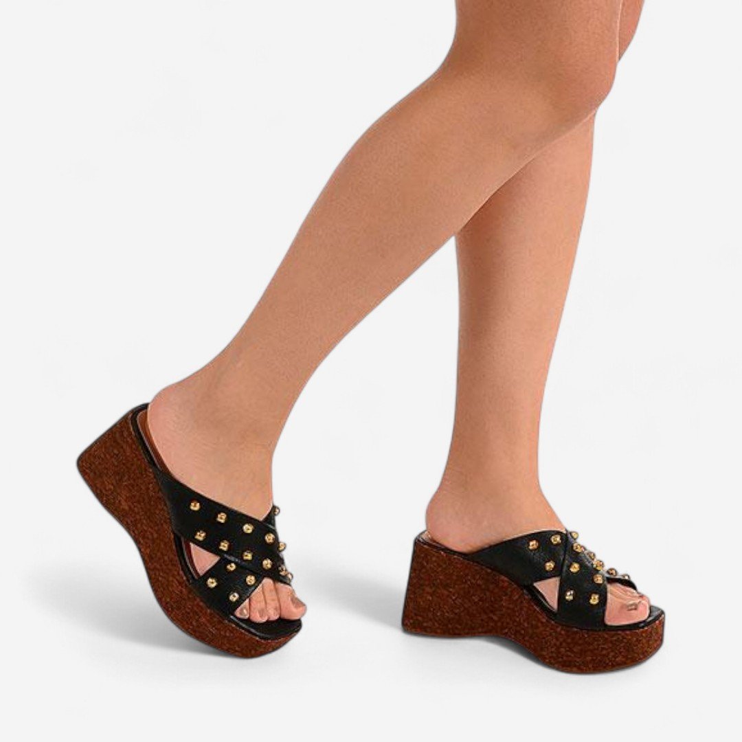 Tamanco Plataforma Vizzano Com Rebites Preto Preto 2