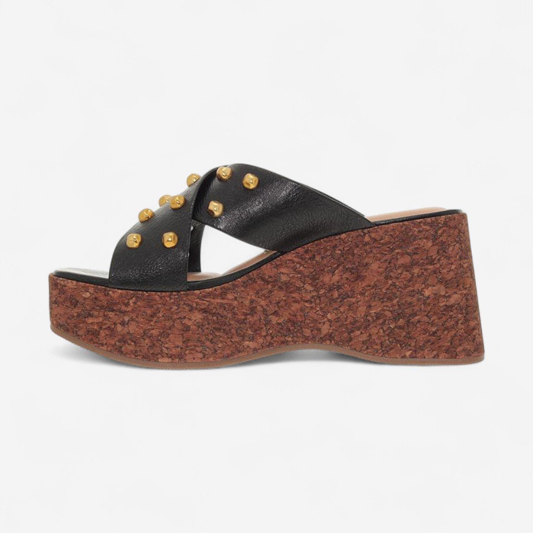 Tamanco Plataforma Vizzano Com Rebites Preto Preto 5