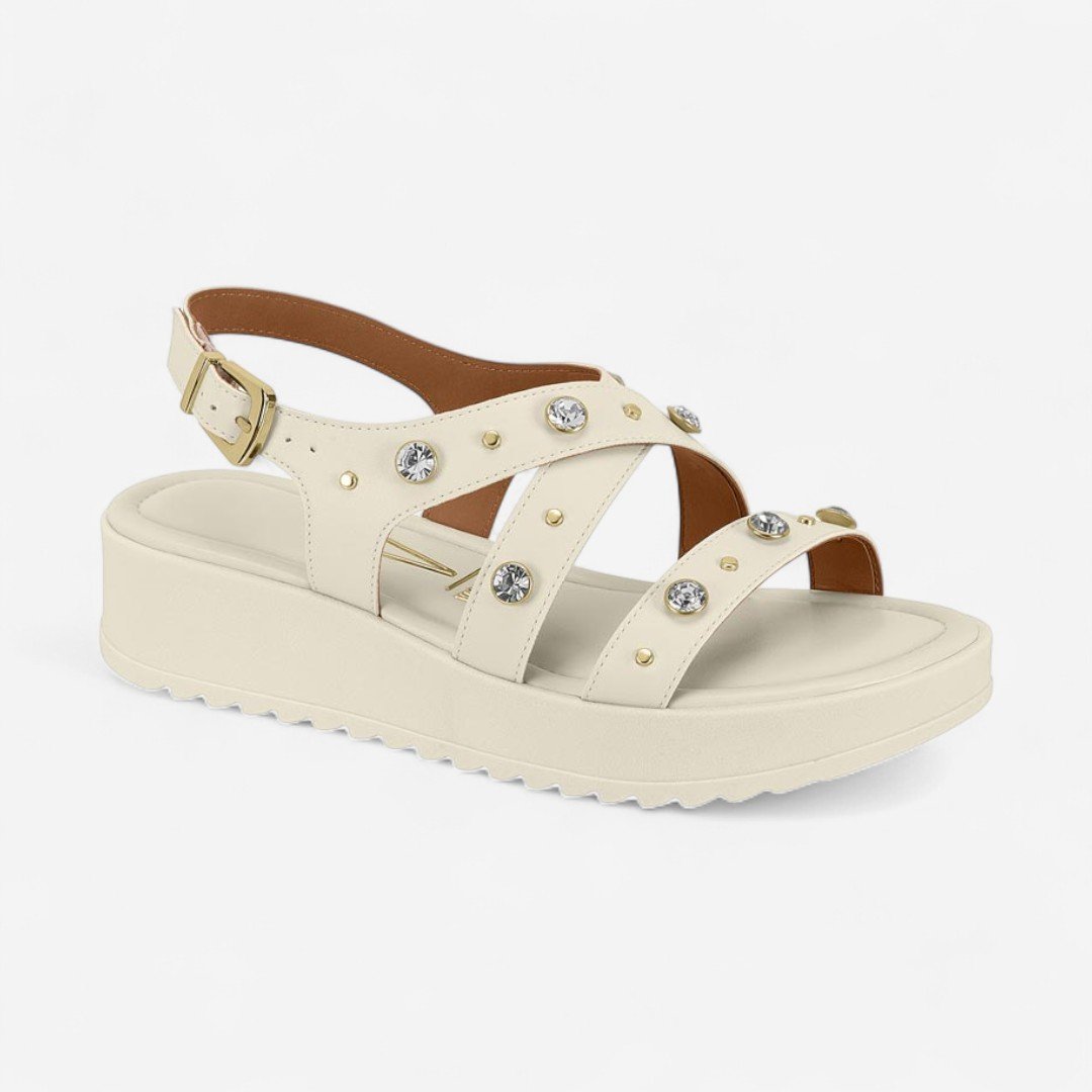Sandália Flatform Vizzano Com Pedras Off White Off White 2