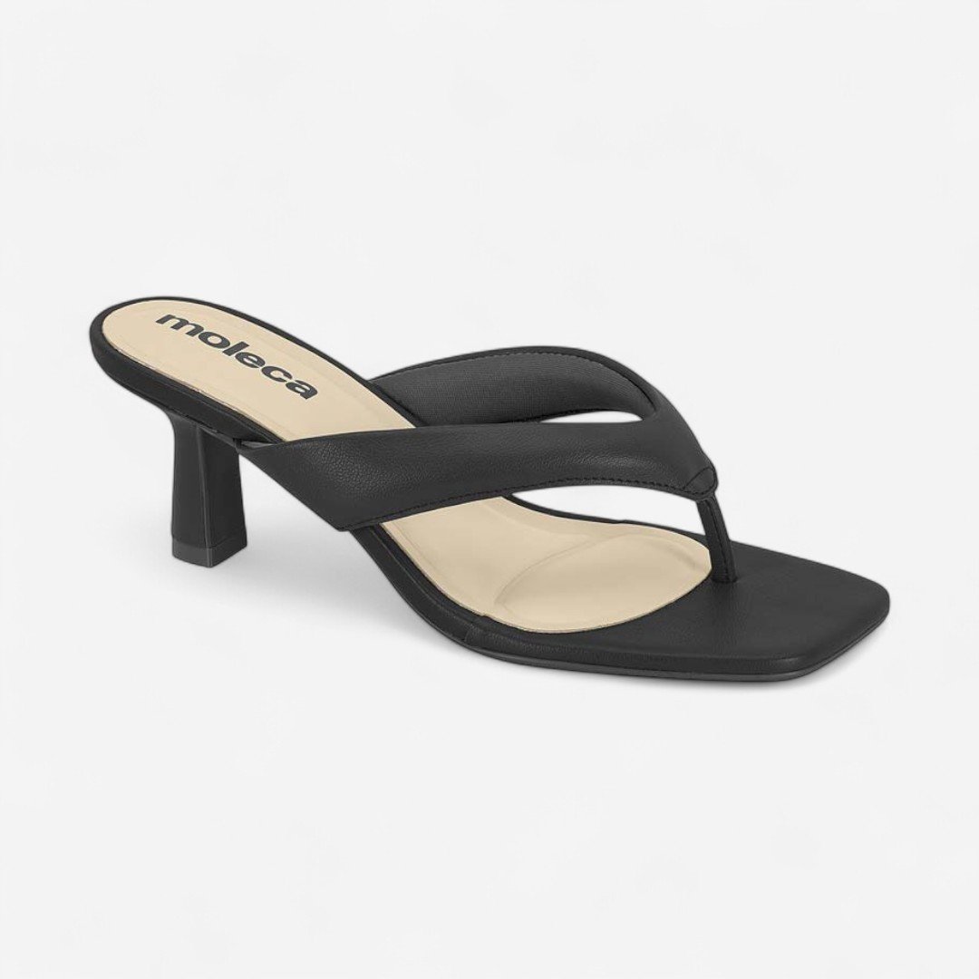 Tamanco Moleca Salto Fino De Dedo Preto Preto 2