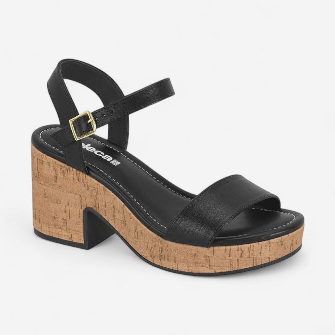 Sandália Moleca Salto Bloco Preta