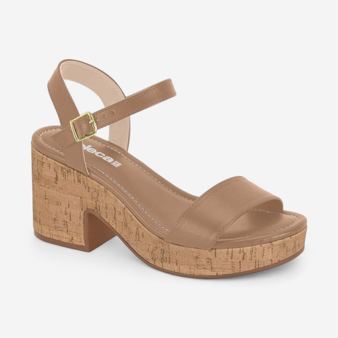 Sandália Moleca Salto Bloco Nude Bege 2