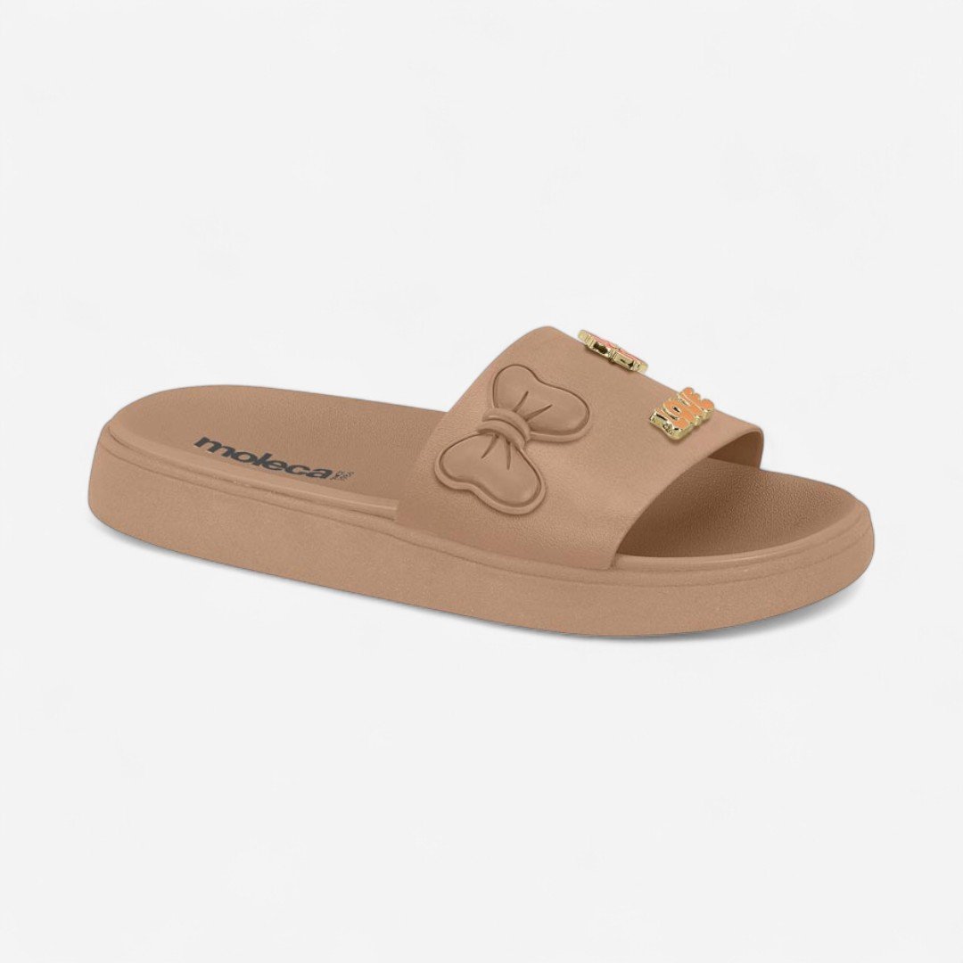 Chinelo Slide Moleca Com Pins Nude Nude 2