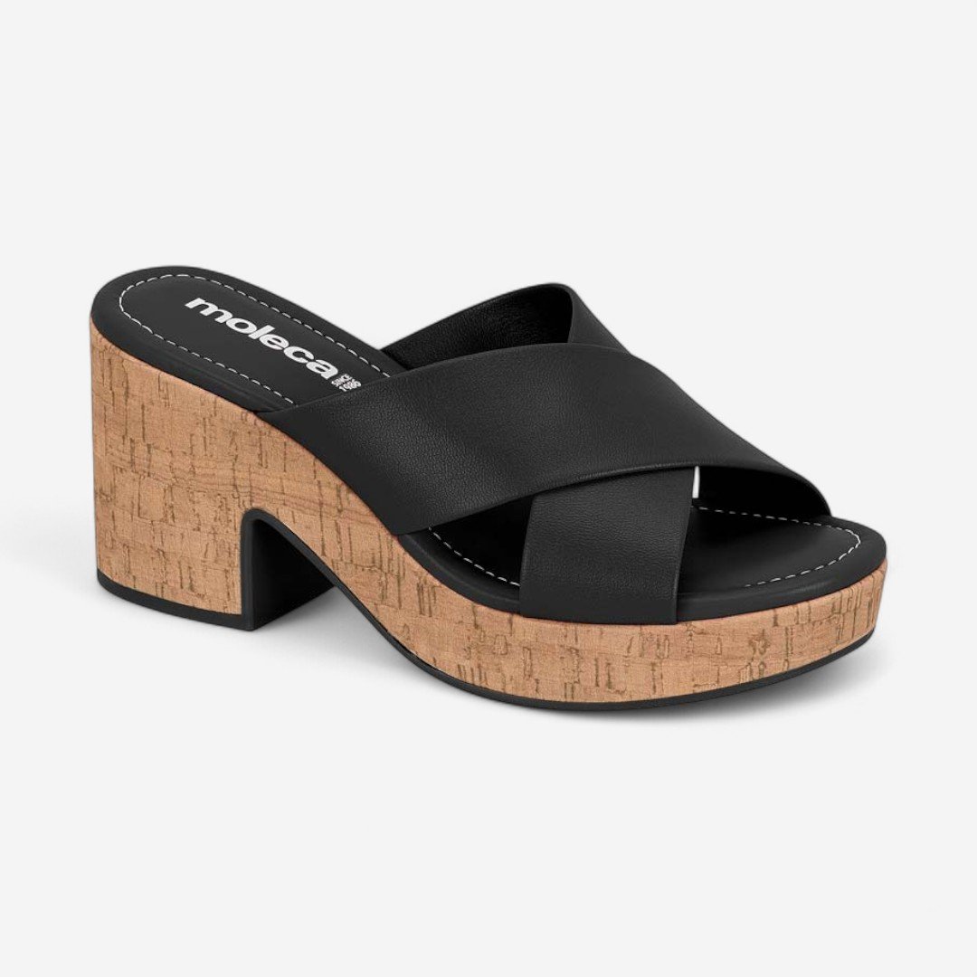 Tamanco Moleca Salto Bloco Preto Preto 2