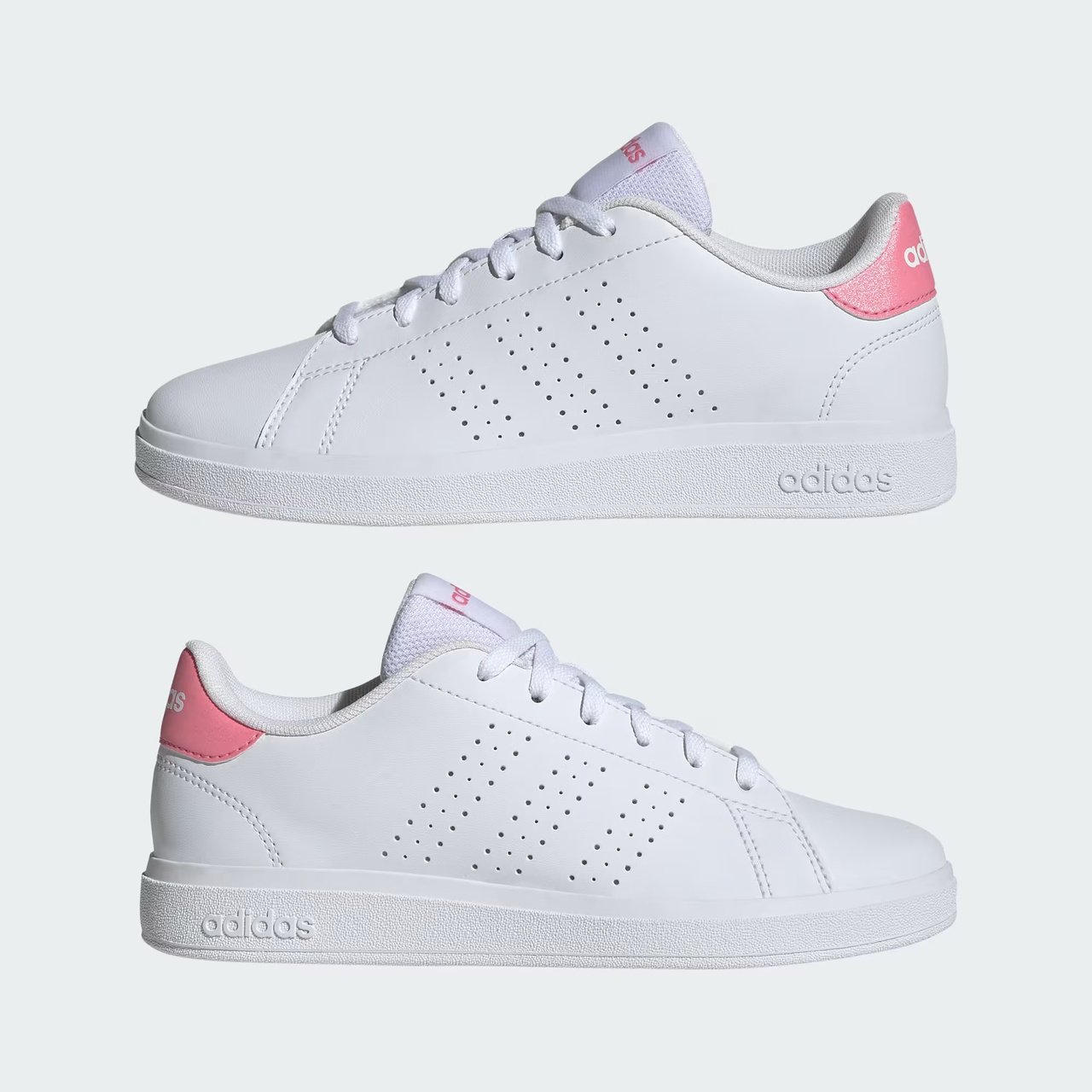 Tênis Adidas Advantage Base 2.0 Infantil Branco Branco/Rosa 7