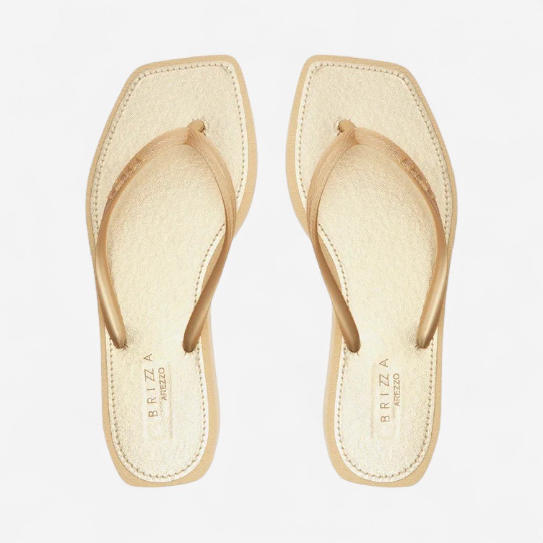 Chinelo De Dedo Brizza Recouro Metal Square Dourado