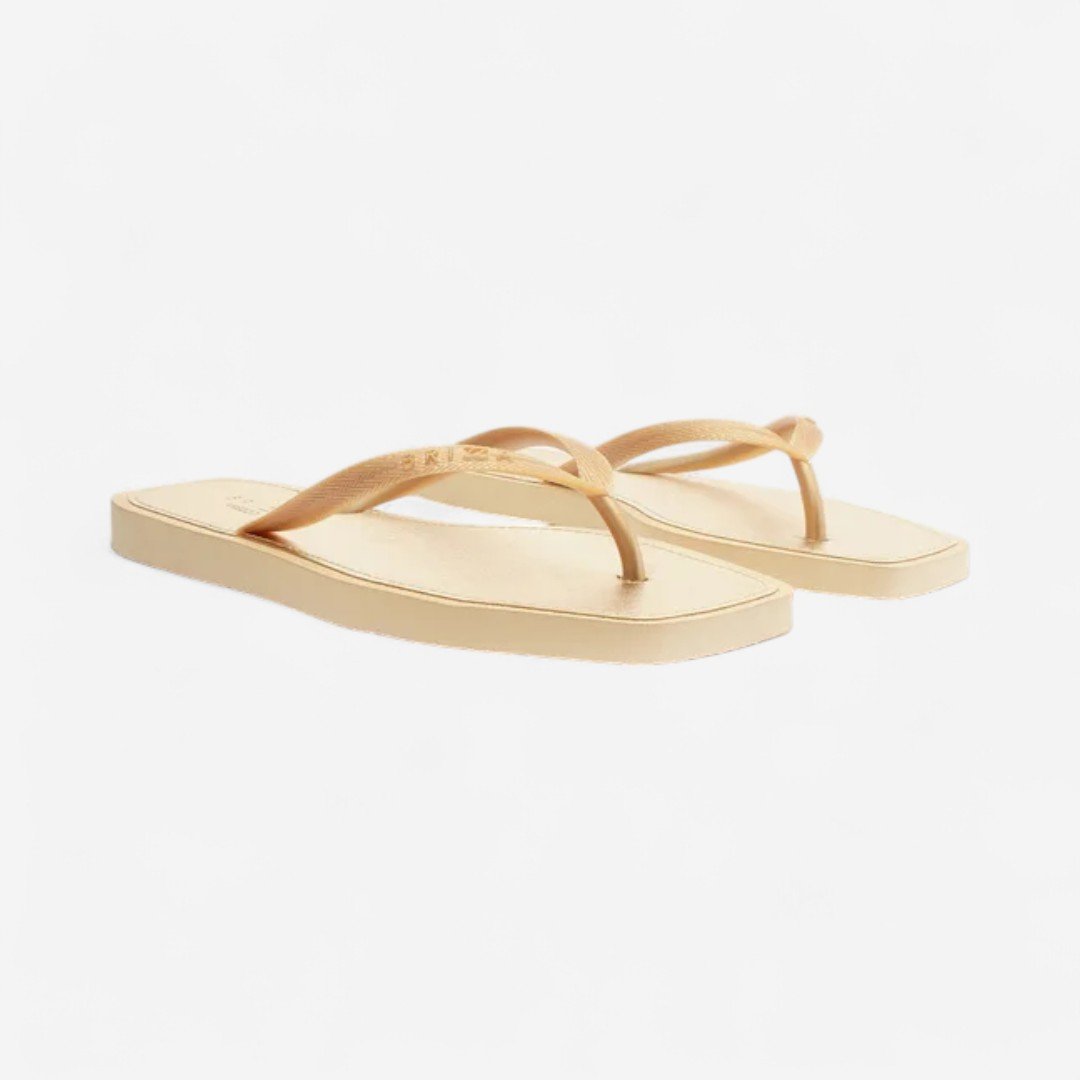 Chinelo De Dedo Brizza Recouro Metal Square Dourado Dourado 4