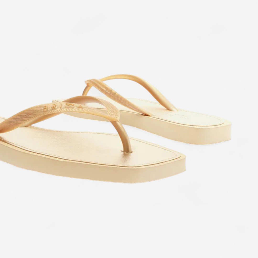 Chinelo De Dedo Brizza Recouro Metal Square Dourado Dourado 5