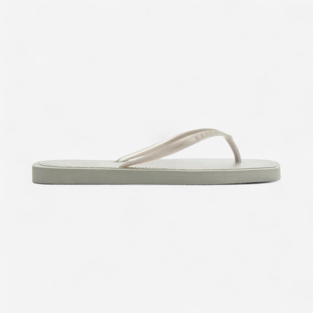 Chinelo De Dedo Brizza Recouro Metal Square Prata Prata 2