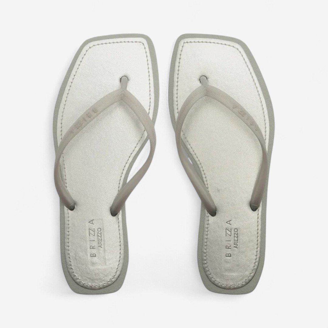 Chinelo De Dedo Brizza Recouro Metal Square Prata