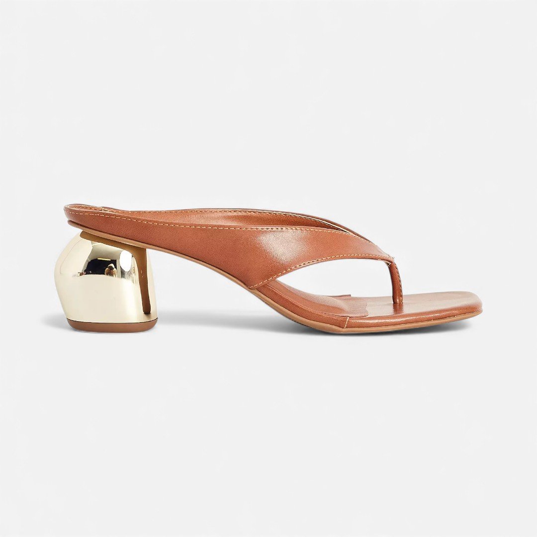 Tamanco Sonho Dos Pés De Dedo Salto Orgânico Metalizado Marrom