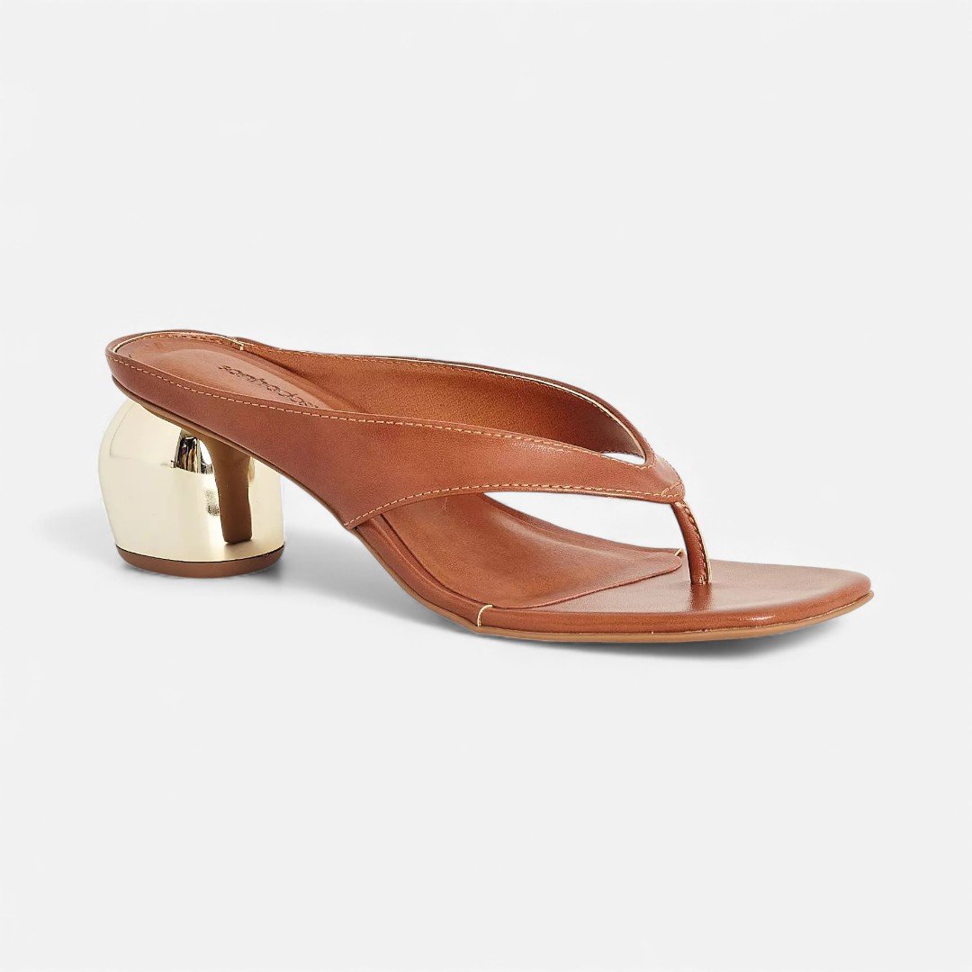 Tamanco Sonho Dos Pés De Dedo Salto Orgânico Metalizado Marrom Marrom 2